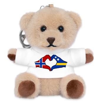 Norvège Drapeau de Curaçao Mains en forme de cœur - Porte-clés ourson - blanc - Devant
