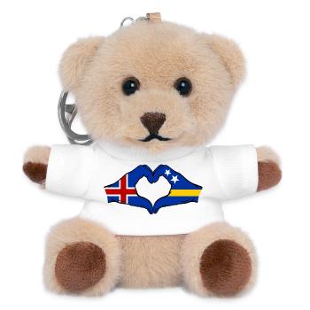 Island Curacao Flagge Hände Herzform - Teddy Schlüsselanhänger - Weiß - Vorne