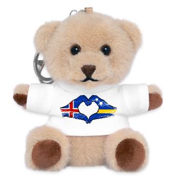 Island Curacao Flagge Hände Herzform used - Teddy Schlüsselanhänger - Weiß - Vorne