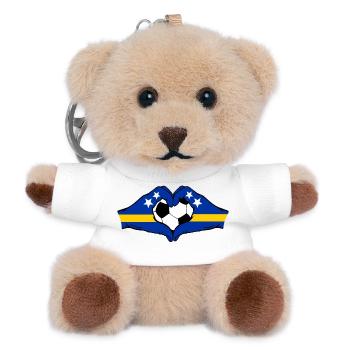 Curacao Flag Hands Heart Shape - Teddy Keyring - white - Front