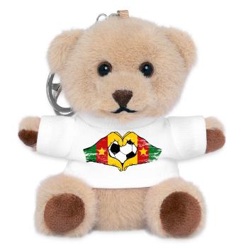 Cameroon Flag Hands Heart Shape Used - Teddy Keyring - white - Front