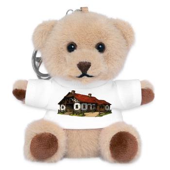 Rustikaler Bauernhof - Teddy Schlüsselanhänger - Weiß - Vorne