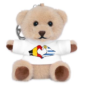 Belgien Uruguay Flagge Hände Herzform used - Teddy Schlüsselanhänger - Weiß - Vorne