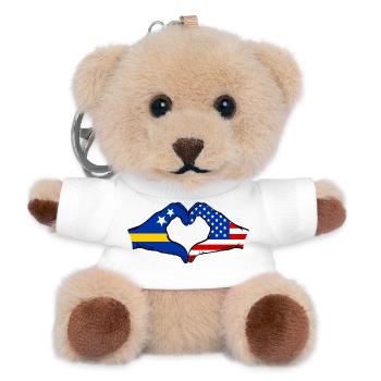 Curacao USA flag hands heart shape used - Teddy Keyring - white - Front