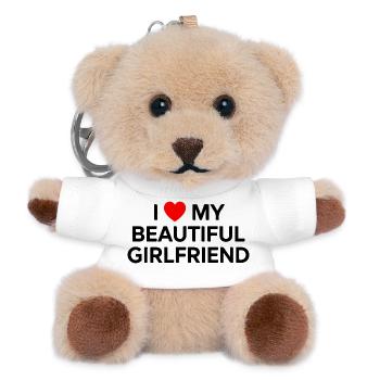 J’aime ma belle petite amie - Porte-clés ourson - blanc - Devant