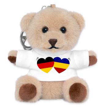 Flaggenherzen Duo Rumänien Deutschland - Teddy Schlüsselanhänger - Weiß - Vorne