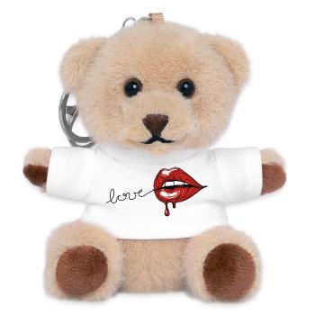 Crimson Drip - Red Lips Line Art - Porte-clés ourson - blanc - Devant