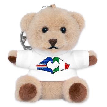 Kap Verde Italien Flagge Hände Herzform used - Teddy Schlüsselanhänger - Weiß - Vorne