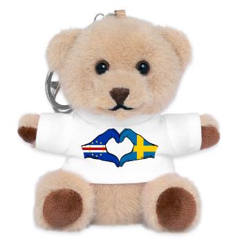 Kap Verde Schweden Flagge Hände Herzform - Teddy Schlüsselanhänger - Weiß - Vorne