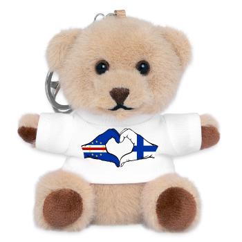 Kap Verde Finnland Flagge Hände Herzform - Teddy Schlüsselanhänger - Weiß - Vorne