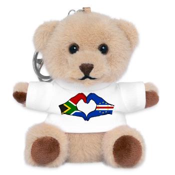 Kap Verde Südafrika Flagge Hände Herzform - Teddy Schlüsselanhänger - Weiß - Vorne