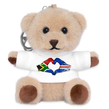 Kap Verde Südafrika Flagge Hände Herzform used - Teddy Schlüsselanhänger - Weiß - Vorne