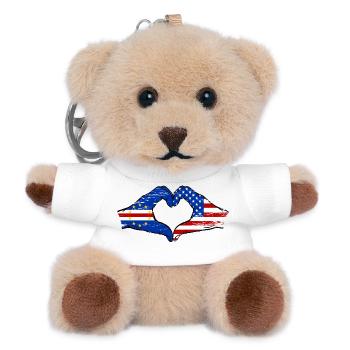 Kap Verde USA Flagge Hände Herzform used - Teddy Schlüsselanhänger - Weiß - Vorne