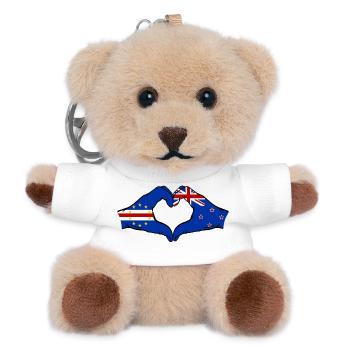Kap Verde Neuseeland Flagge Hände Herzform  - Teddy Schlüsselanhänger - Weiß - Vorne