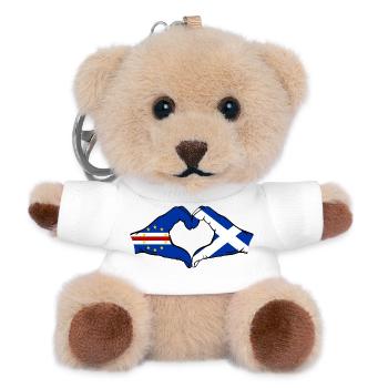 Kap Verde Schottland Flagge Hände Herzform - Teddy Schlüsselanhänger - Weiß - Vorne