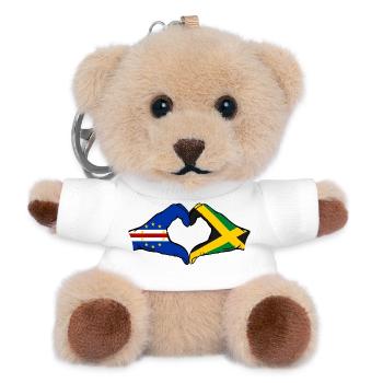 Kap Verde Jamaika Flagge Hände Herzform - Teddy Schlüsselanhänger - Weiß - Vorne