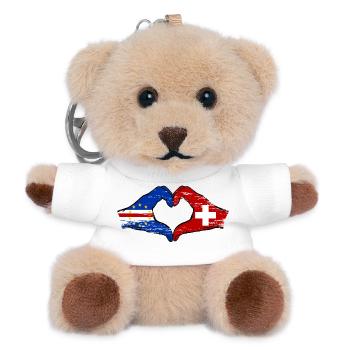 Kap Verde Schweiz Flagge Hände Herzform used - Teddy Schlüsselanhänger - Weiß - Vorne