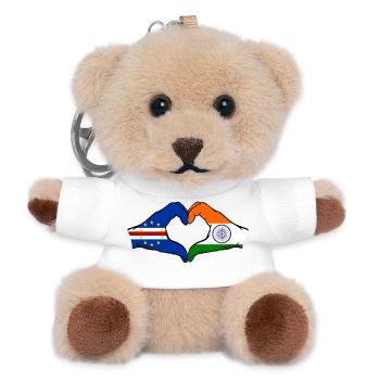 Kap Verde Indien Flagge Hände Herzform - Teddy Schlüsselanhänger - Weiß - Vorne