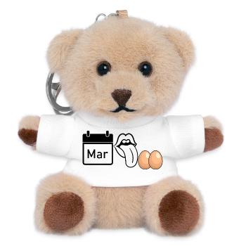 MRZ LCK EIER, Humor, MÄRZ LECK EIER  - Teddy Schlüsselanhänger - Weiß - Vorne