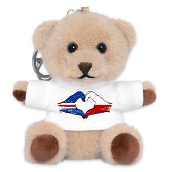 Cape Verde Poland Flag Hands Heart Shape Used - Teddy Keyring - white - Front