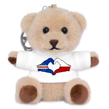 Kap Verde Polen Flagge Hände Herzform - Teddy Schlüsselanhänger - Weiß - Vorne