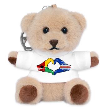 Cape Verde Guinea-Bissaus flag heart shape used - Teddy Keyring - white - Front