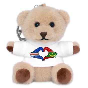 Cape Verde Mauritania Flag Hands Heart Shape - Teddy Keyring - white - Front