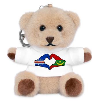 Cape Verde Mauritania Flag Hands Heart Shape - Teddy Keyring - white - Front