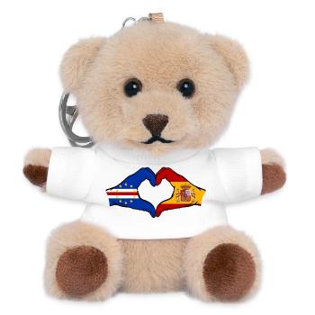 Cape Verde Spain Flag Hands Heart Shape - Teddy Keyring - white - Front