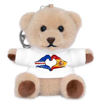 Cape Verde Spain flag hands heart shape used - Teddy Keyring - white - Front