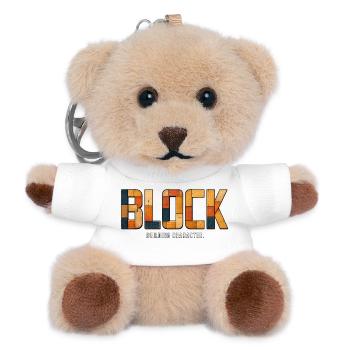 BLOCK – Building Character | Wooden play on words - Teddy Keyring - white - Front