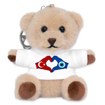 Turkey Nazar Flag Hands Heart Shape - Teddy Keyring - white - Front