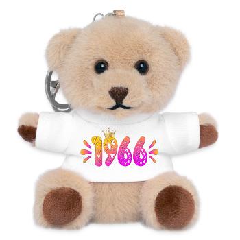 Birthday 1966 Birthday Crown - Teddy Keyring - white - Front