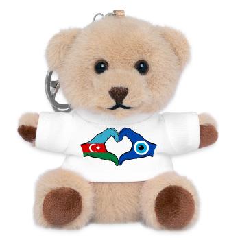 Azerbaijan Nazar Flag Hands Heart Shape - Teddy Keyring - white - Front