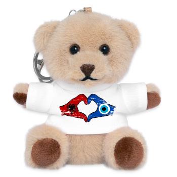 Albanien Nazar Flagge Hände Herzform used - Teddy Schlüsselanhänger - Weiß - Vorne