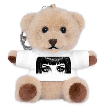 Black and White Eyes Teardrop Design - Teddy Keyring - white - Front