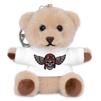 Biker Skull Wing Logo - Teddy Keyring - white - Front