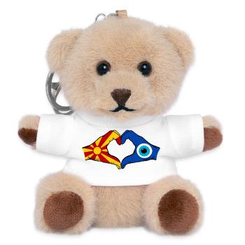 Mazedonien Nazar Flagge Hände Herzform - Teddy Schlüsselanhänger - Weiß - Vorne
