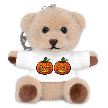 Pixel Halloween Kürbisse Paar - Teddy Schlüsselanhänger - Weiß - Vorne