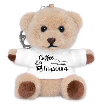 Kaffee und Mascara lustiges Schönheitsliebhaber-Geschenk - Teddy Schlüsselanhänger - Weiß - Vorne