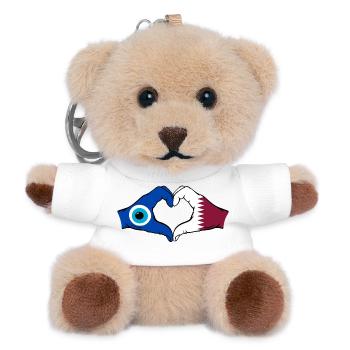 Katar Nazar Flagge Hände Herzform - Teddy Schlüsselanhänger - Weiß - Vorne