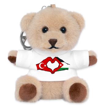 Türkei Jordanien Flagge Hände Herzform - Teddy Schlüsselanhänger - Weiß - Vorne