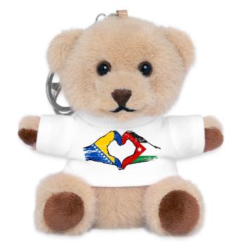 Bosnien Jordanien Flagge Hände Herzform used - Teddy Schlüsselanhänger - Weiß - Vorne