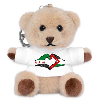 Syrien Jordanien Flagge Hände Herzform used - Teddy Schlüsselanhänger - Weiß - Vorne