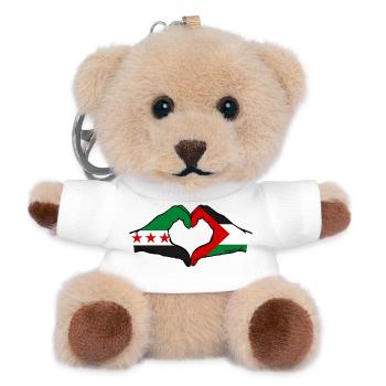 Syrien Palästina Flagge Hände Herzform - Teddy Schlüsselanhänger - Weiß - Vorne