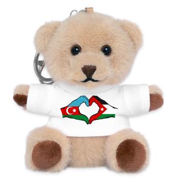 Aserbaidschan Jordanien Flagge Hände Herzform - Teddy Schlüsselanhänger - Weiß - Vorne