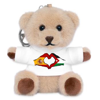 Spanien Jordanien Flagge Hände Herzform - Teddy Schlüsselanhänger - Weiß - Vorne