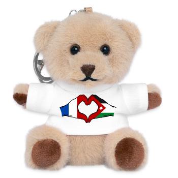 Frankreich Jordanien Flagge Hände Herzforn - Teddy Schlüsselanhänger - Weiß - Vorne