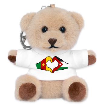 Kamerun Jordanien Flagge Hände Herzforn - Teddy Schlüsselanhänger - Weiß - Vorne