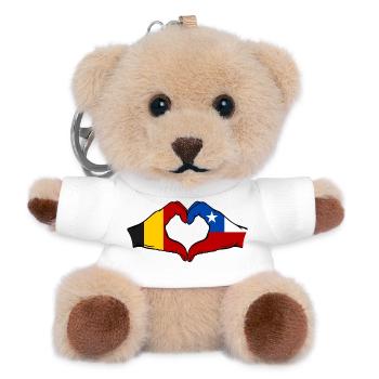 Belgien Chile Flagge Hände Herzform - Teddy Schlüsselanhänger - Weiß - Vorne